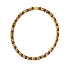 Vanea Kolye - Dumanlı kuvars ve rodolit garnet 8 ayar altın kolye #1lade9z