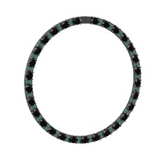 Vanea Kolye - Siyah zirkon ve yeşil kuvars 925 ayar siyah rodyum kaplama gümüş kolye #idlw83