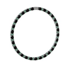 Vanea Kolye - Siyah zirkon ve yeşil kuvars 18 ayar beyaz altın kolye #lc6oup