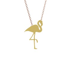 Lora Flamingo Kolye - 8 ayar altın kolye (40 cm rose altın rolo zincir) #1osdrmo