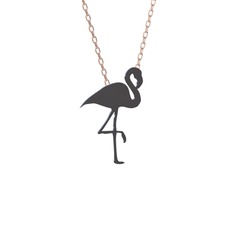Lora Flamingo Kolye - 925 ayar siyah rodyum kaplama gümüş kolye (40 cm rose altın rolo zincir) #m3u5x9