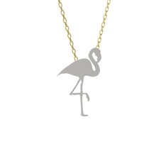 Lora Flamingo Kolye - 14 ayar beyaz altın kolye (40 cm gümüş rolo zincir) #s1jyi1