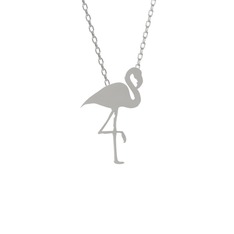 Lora Flamingo Kolye - 8 ayar beyaz altın kolye (40 cm gümüş rolo zincir) #sge7w0