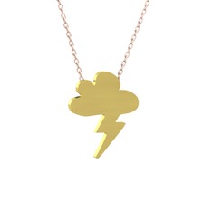 Şimşek Bulut Kolye - 18 ayar altın kolye (40 cm gümüş rolo zincir) #h7wq0d