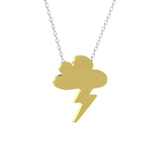 Şimşek Bulut Kolye - 8 ayar altın kolye (40 cm beyaz altın rolo zincir) #j7sdzl
