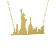 Siluet New York Kolye - 8 ayar altın kolye (40 cm altın rolo zincir) #169aaqx