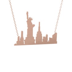 Siluet New York Kolye - 18 ayar rose altın kolye (40 cm gümüş rolo zincir) #1k2b1tl