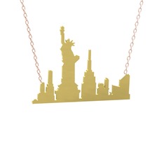 Siluet New York Kolye - 8 ayar altın kolye (40 cm rose altın rolo zincir) #1uicwrf