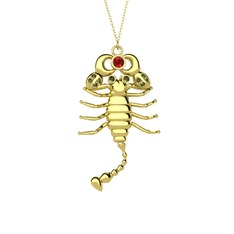 Mya Akrep Kolye - Garnet ve peridot 18 ayar altın kolye (40 cm altın rolo zincir) #11hao1