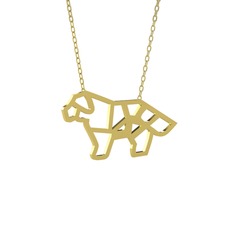 Origami Köpek Kolye - 8 ayar altın kolye (40 cm altın rolo zincir) #133mzdr