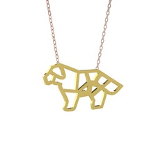 Origami Köpek Kolye - 8 ayar altın kolye (40 cm gümüş rolo zincir) #62pq1x