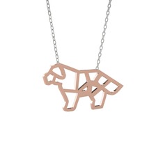 Origami Köpek Kolye - 8 ayar rose altın kolye (40 cm beyaz altın rolo zincir) #sys1c8
