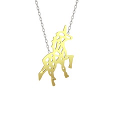 Origami Unicorn Kolye - 14 ayar altın kolye (40 cm beyaz altın rolo zincir) #15czuiq