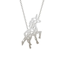 Origami Unicorn Kolye - 925 ayar gümüş kolye (40 cm gümüş rolo zincir) #16p23ut