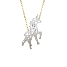 Origami Unicorn Kolye - 8 ayar beyaz altın kolye (40 cm altın rolo zincir) #rlbzrd