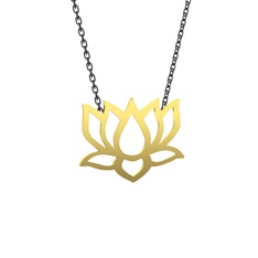 Taç Lotus Çiçeği Kolye - 925 ayar altın kaplama gümüş kolye (40 cm gümüş rolo zincir) #1f5n40s