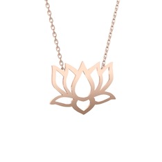 Taç Lotus Çiçeği Kolye - 925 ayar rose altın kaplama gümüş kolye (40 cm gümüş rolo zincir) #1f9oby2
