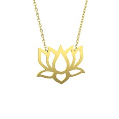 Taç Lotus Çiçeği Kolye - 8 ayar altın kolye (40 cm altın rolo zincir) #1jrns9q