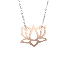 Taç Lotus Çiçeği Kolye - 8 ayar rose altın kolye (40 cm beyaz altın rolo zincir) #1vpag9c