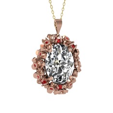 Swarovski ve garnet 14 ayar rose altın kolye (40 cm gümüş rolo zincir)