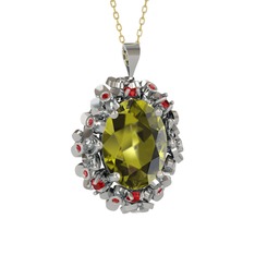 Belka Demet Kolye - Peridot ve garnet 925 ayar gümüş kolye (40 cm altın rolo zincir) #iewxoy