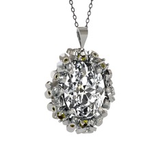 Belka Demet Kolye - Swarovski ve peridot 8 ayar beyaz altın kolye (40 cm gümüş rolo zincir) #jgqtok