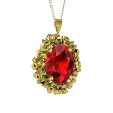 Belka Demet Kolye - Garnet ve peridot 14 ayar altın kolye (40 cm gümüş rolo zincir) #kewwh5