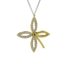 Taşlı Yonca Kolye - Peridot ve swarovski 18 ayar altın kolye (40 cm gümüş rolo zincir) #1t441ua