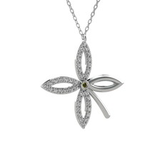 Taşlı Yonca Kolye - Peridot ve swarovski 925 ayar gümüş kolye (40 cm gümüş rolo zincir) #fbppef