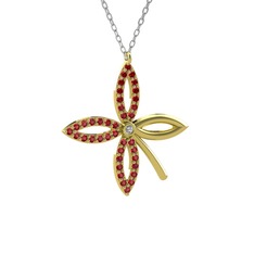 Swarovski ve garnet 14 ayar altın kolye (40 cm beyaz altın rolo zincir)