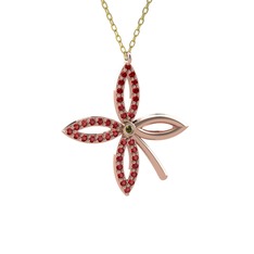 Peridot ve garnet 925 ayar rose altın kaplama gümüş kolye (40 cm gümüş rolo zincir)