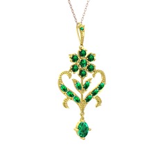 Ade Kraliyet Kolye - Yeşil kuvars 8 ayar altın kolye (40 cm gümüş rolo zincir) #wyve09