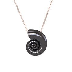 Nautilus Kolye - 925 ayar siyah rodyum kaplama gümüş kolye (40 cm rose altın rolo zincir) #izln0m