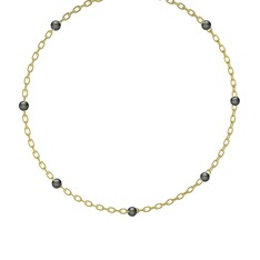 Dalila İnci Kolye - Siyah inci kolye (40 cm altın rolo zincir) #1rfyy16