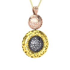 Adinkra Kolye - 8 ayar rose altın kolye (40 cm gümüş rolo zincir) #13s11rr