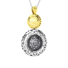 Adinkra Kolye - 925 ayar altın kaplama gümüş kolye (40 cm beyaz altın rolo zincir) #18kitgs