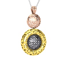 Adinkra Kolye - 8 ayar rose altın kolye (40 cm beyaz altın rolo zincir) #1il10fm