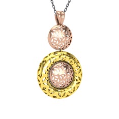 Adinkra Kolye - 18 ayar rose altın kolye (40 cm gümüş rolo zincir) #1invj3b