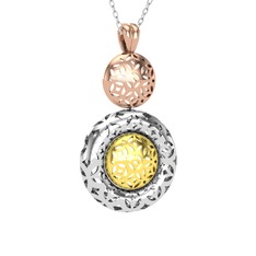 Adinkra Kolye - 925 ayar rose altın kaplama gümüş kolye (40 cm beyaz altın rolo zincir) #1j6hb2u