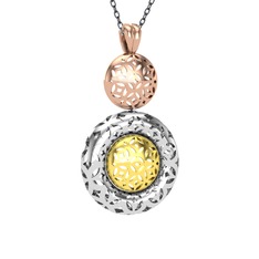 Adinkra Kolye - 925 ayar rose altın kaplama gümüş kolye (40 cm gümüş rolo zincir) #1p4059r
