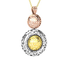 Adinkra Kolye - 925 ayar rose altın kaplama gümüş kolye (40 cm gümüş rolo zincir) #etipi4