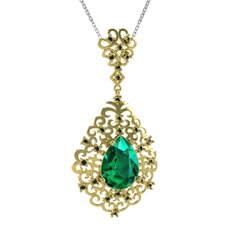 Dalila Kolye - Yeşil kuvars ve peridot 14 ayar altın kolye (40 cm beyaz altın rolo zincir) #14tizud