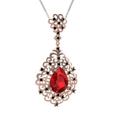 Dalila Kolye - Garnet ve siyah zirkon 8 ayar rose altın kolye (40 cm beyaz altın rolo zincir) #1ad1c3e