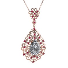 Dalila Kolye - Swarovski ve rodolit garnet 14 ayar rose altın kolye (40 cm rose altın rolo zincir) #1bk8lcz