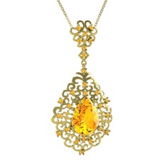 Dalila Kolye - Sitrin 925 ayar altın kaplama gümüş kolye (40 cm altın rolo zincir) #1pozntk
