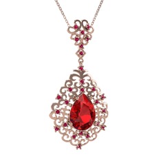 Dalila Kolye - Garnet ve rodolit garnet 18 ayar rose altın kolye (40 cm rose altın rolo zincir) #1ta1b4r