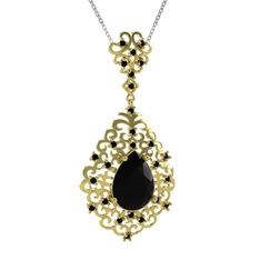 Dalila Kolye - Siyah zirkon 8 ayar altın kolye (40 cm beyaz altın rolo zincir) #1twboxg