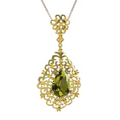 Dalila Kolye - Peridot ve sitrin 18 ayar altın kolye (40 cm rose altın rolo zincir) #kql8z7