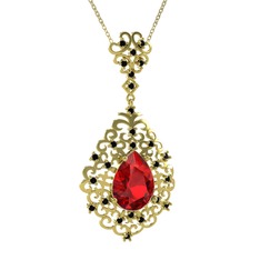 Dalila Kolye - Garnet ve siyah zirkon 14 ayar altın kolye (40 cm altın rolo zincir) #l091mr