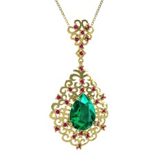 Dalila Kolye - Yeşil kuvars ve rodolit garnet 8 ayar altın kolye (40 cm altın rolo zincir) #mcbsfg